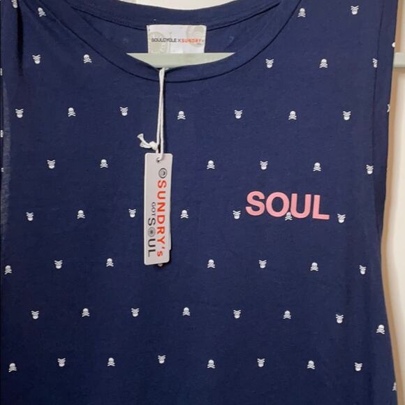 Soulcycle x Sundry Soul skull navy tank top Xs NWT - Picture 4 of 6